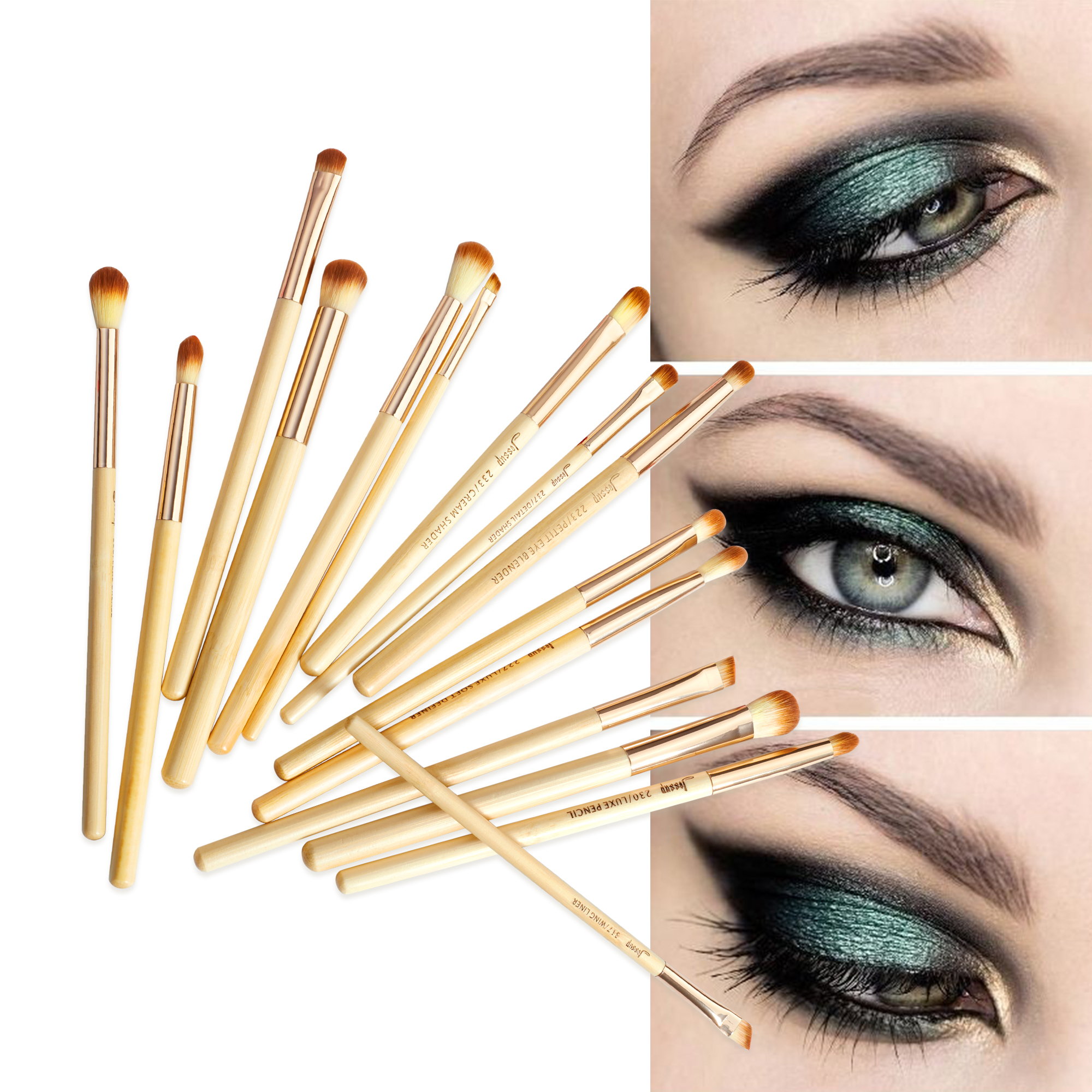 Eye set Brushes Bamboo Jessup pcs Eyeshadow Details Eyeliner Eyebrow Precise shading Blending shadow liner brow