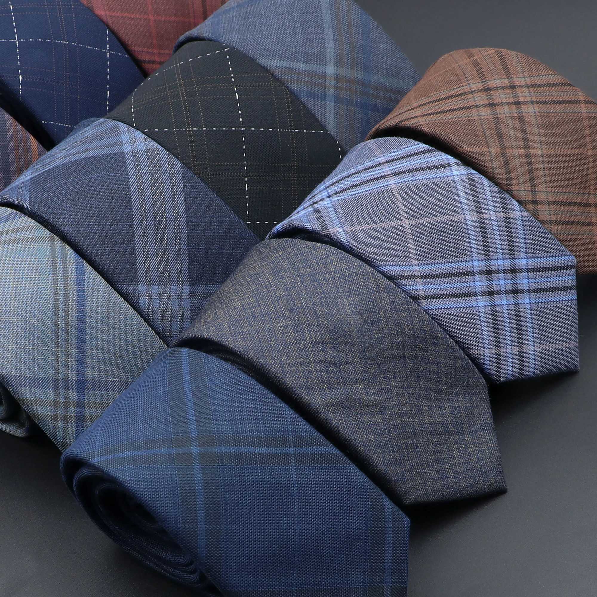 Mens Ties Classic Jacquard Striped Plaid Necktie 6cm Skinny Neckties Polyester Narrow Collar Suit Shirt Tie Accories GiftX241109