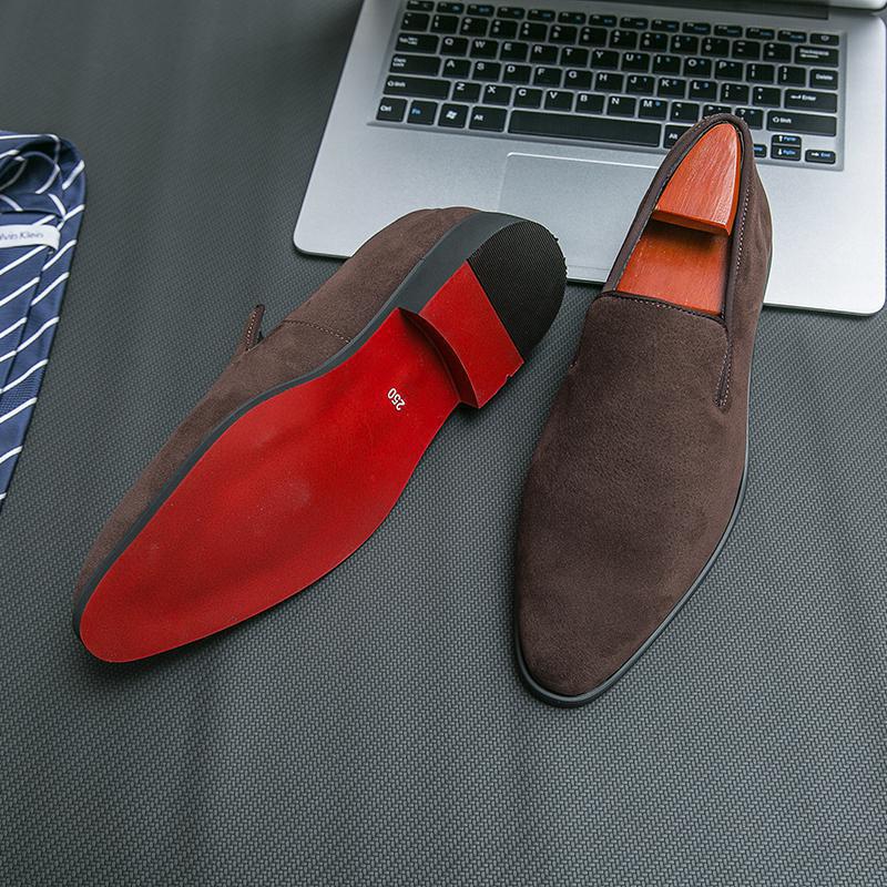 Dress Shoes Spring Italian Designer Brand Suede Leather Business Office Mens Brown Nightclub Party Loafers Footwear For men size 38-46 Red Shoes