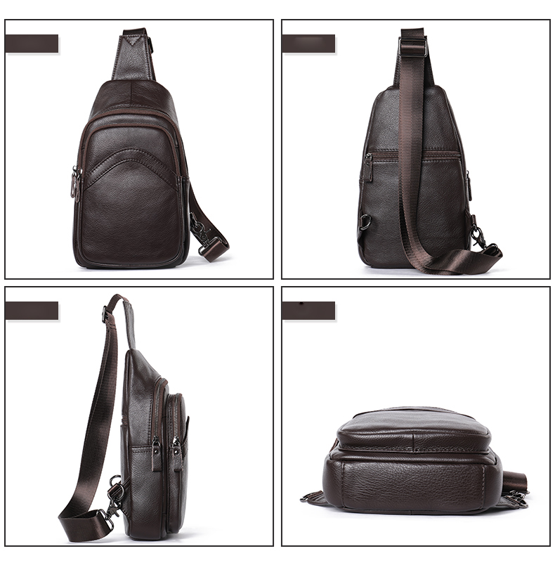 WESTAL Men's Chest Genuine Leather Shoulder Messenger Bag Men Sling Bags Travel Day Black Designer Crossbody Pack 9000
