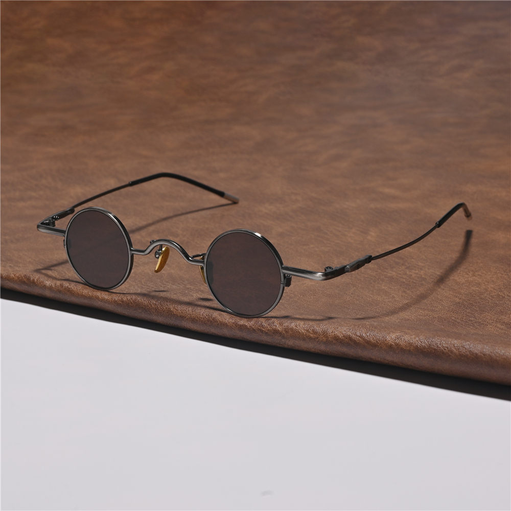 Vazrobe Round Glass Sunglasses Men Women Small Glasses Stone Lens Steampunk Goggles Brown Bronze Eyeglasses Oval Vintage Retro