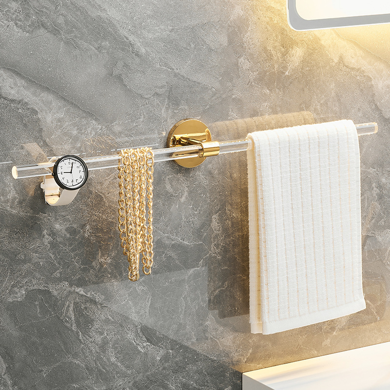 YCRAYS Gold Silver Bath Towel Bar Roll Tissue Paper Holder Rack For Bathroom Shelf Hanger Toilet Toiletries Kitchen Accessories
