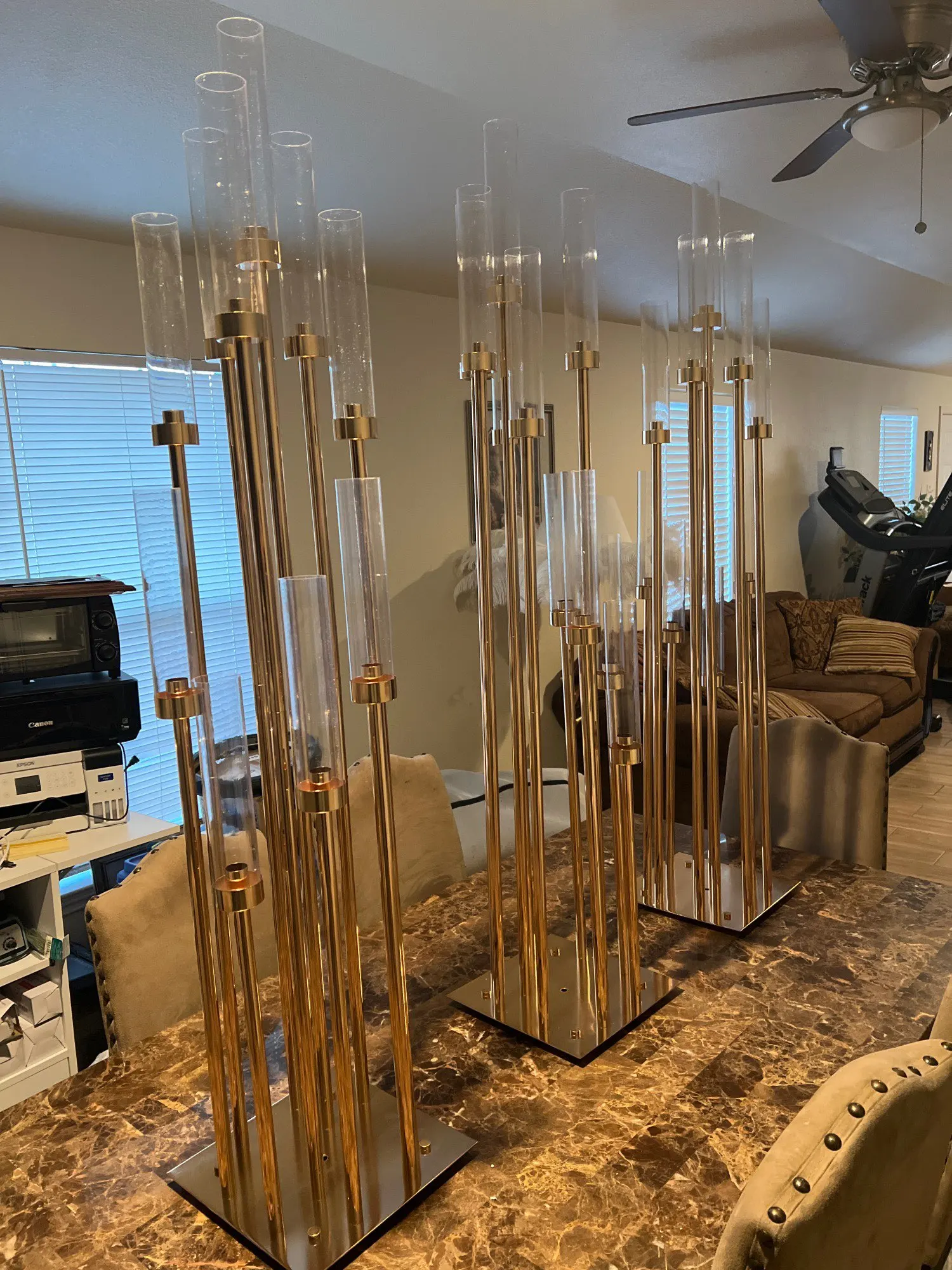 Wedding Party Metal Candelabra, Candle Holders, Road Lead, Table Centerpiece, Gold Candelabrum Stand Pillar, 8Heads XJ260305