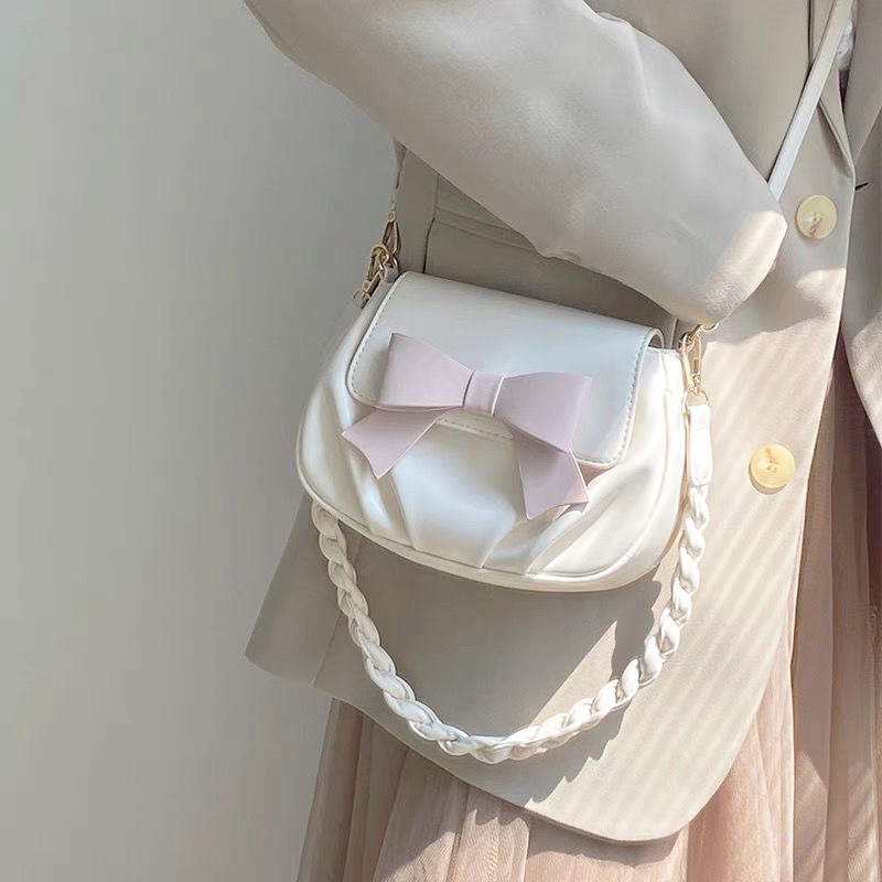 HAEX Elegant Soft Bolso Mujer Korean Style Solid Bow Knot Crossbody Bags Vintage Concise Women's Bag 2022 Trend Sac A Main Femme
