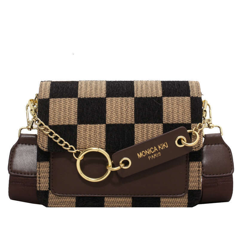 2024 autumn new crossbody high-end feel bag, women's texture, fashionable checkerboard pattern, niche small square bag