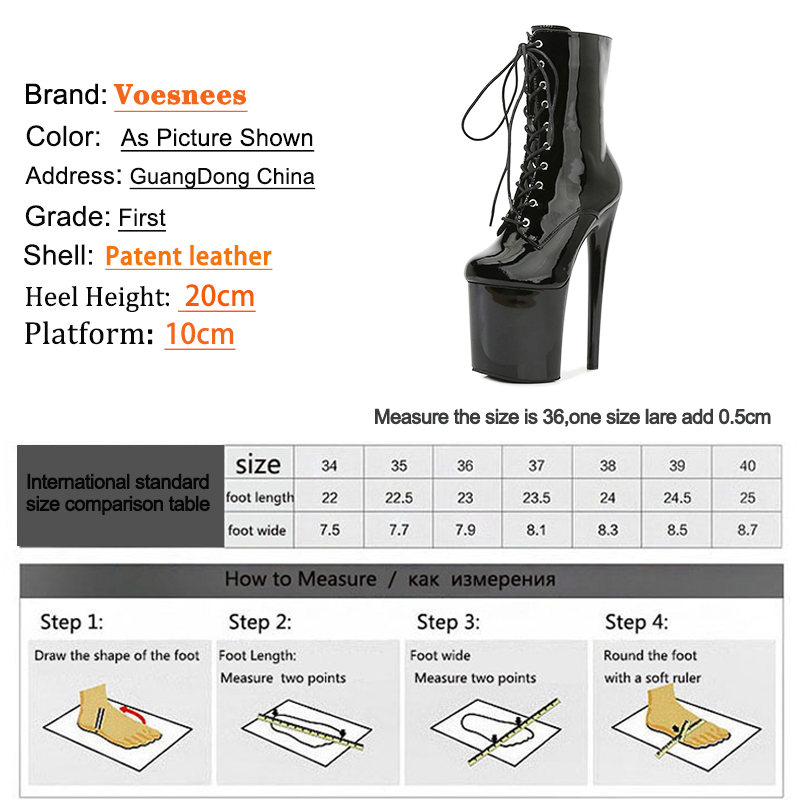 Custom Colors 8 Inch High Heel Platform Pole Dancing Ankle Boots Women Shoes Sexy High 17 20 CM Nightclub Zipper Lace-up Heels