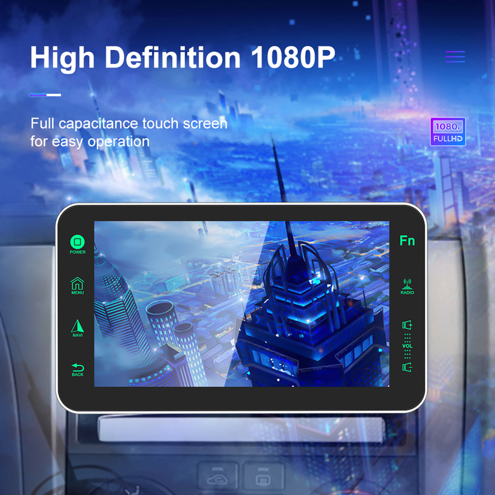 Podofo 1Din 8Inch Car Radio HD 1080P 2.5D Screen Multimedia MP5 Player Wired Carplay Android Auto Rearview Camera Car Stereo