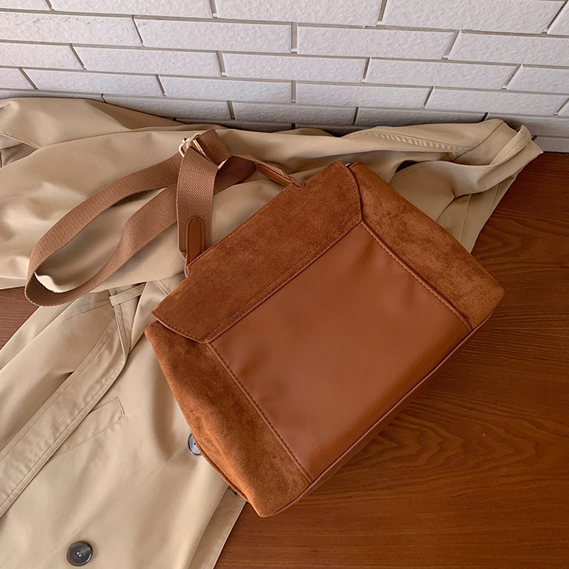 Winter Vintage Casual Women's Shoulder Bag Middle Handbags Soft Faux Suede Ladies Crossbody Bag Trending Luxury Female totes bol