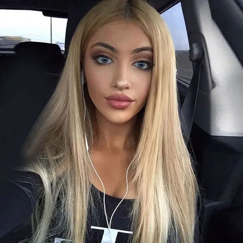 Straight 13x4 ful 30 Inch Lace Front Wigs Simulation Human Silk Synthetic Wig Long Hair Heat Resistant For Black Woman