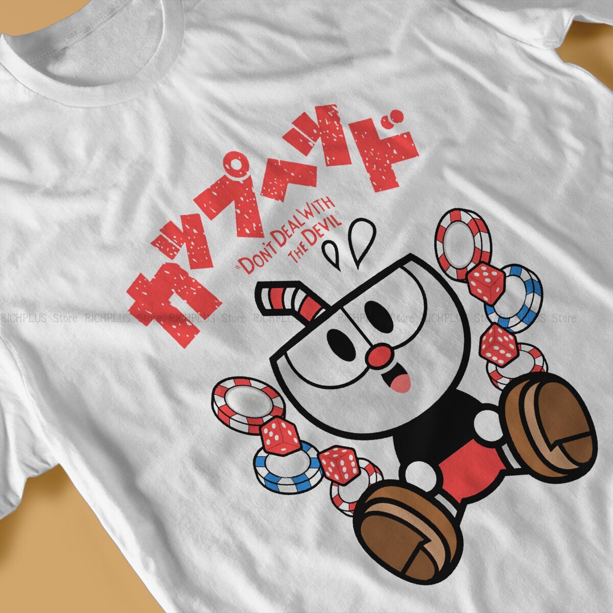 Chibi Men TShirt Cuphead Mugman Game Crewneck Tops T Shirt Humor Gift Idea