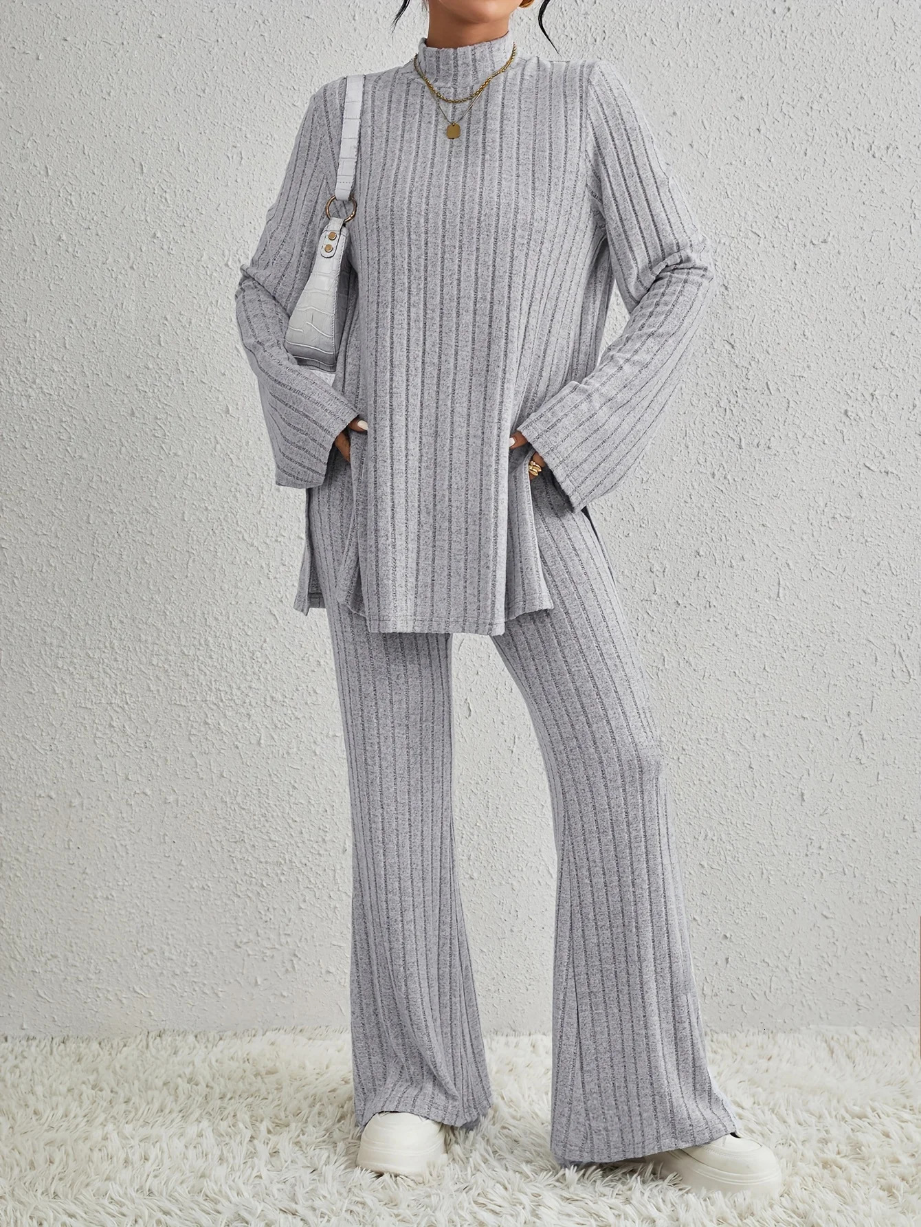 ned bottoming autumn and winter longsleeved versatile daily elegant personalized womens pants matching suit 241108