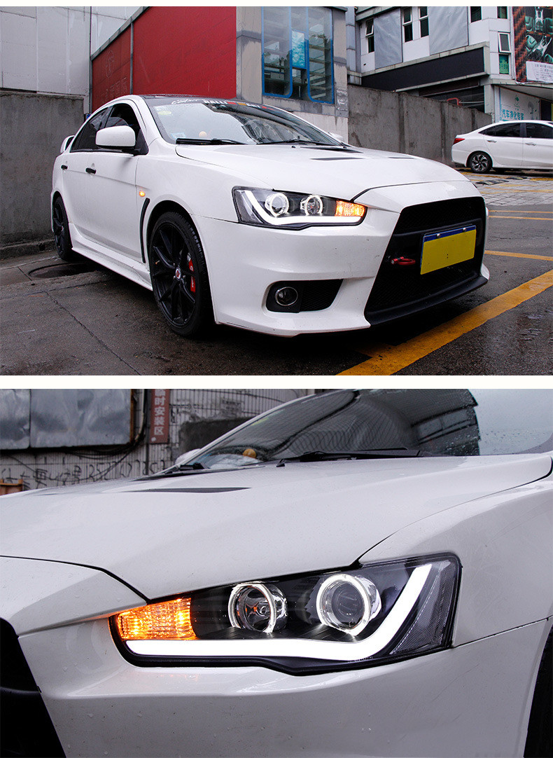 Car Headlight Assembly for Mitsubishi Lancer EVO 20 09-20 16 Front Light DRL Head Lamp LED Angel Eye Xenon Headlights