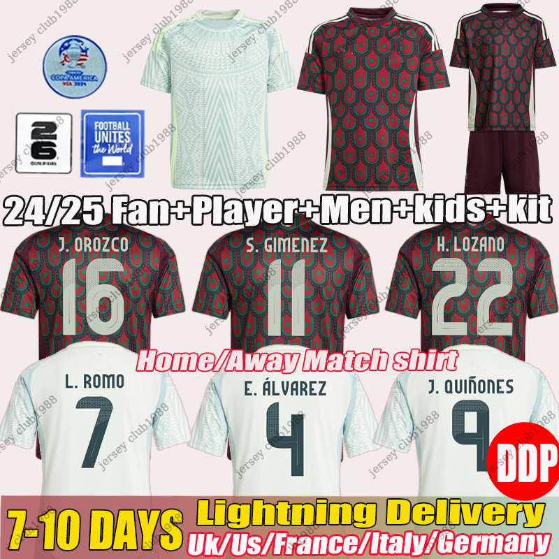 FMF 24 Mexico Soccer Jerseys Copa home away America RAUL CHICHARITO LOZANO DOS SANTOS H.LOZANO Football Shirts Men Kids Uniforms Fans Player Version