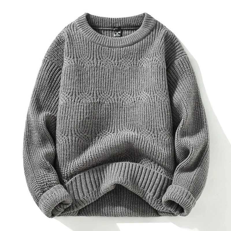 High Quality Winter/Autumn High Quality Fashion Round Neck Sweater for Mens Casual Loose Warm Sweater for Mens Foldable Solid Color M-3XL T241111