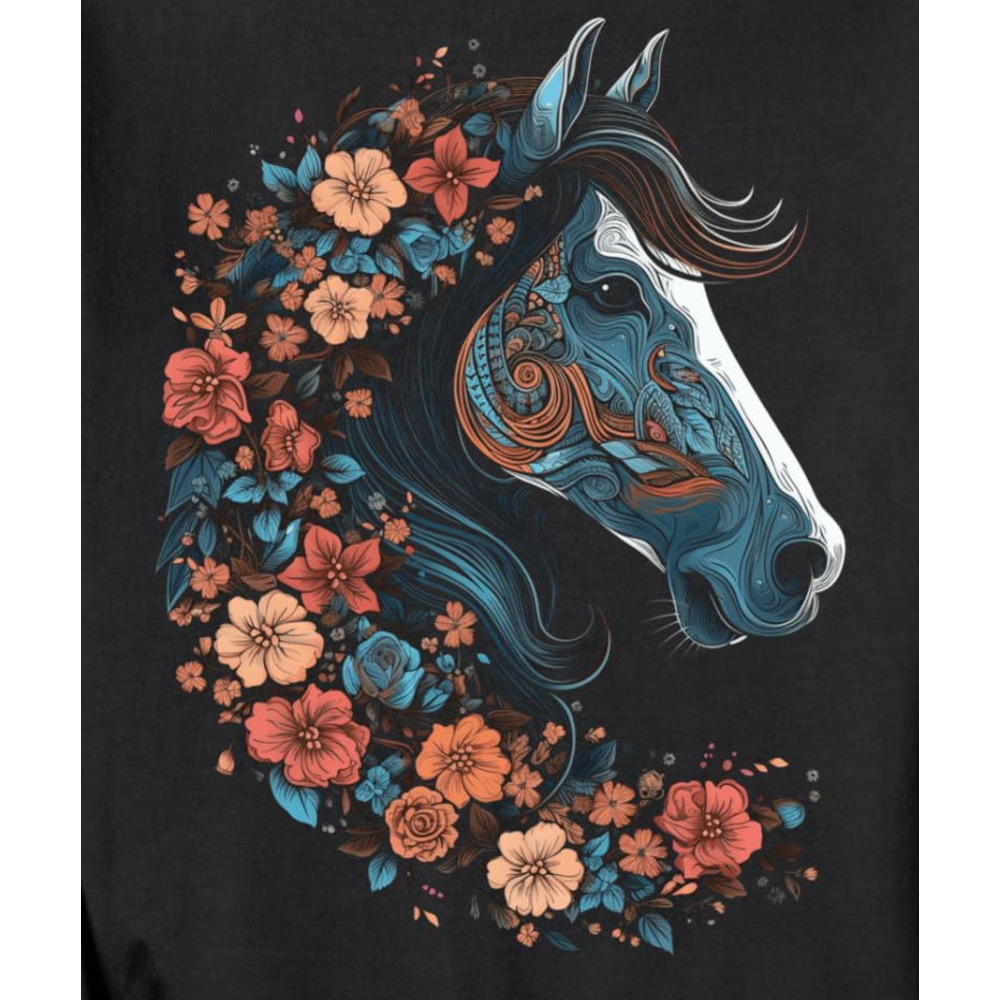 Long Sleeve Shirts for Men sweatshirt Floral Horse Spring Nature Horse Lovers Graphic Tees Sweatshirt T shirt Tee Streetwear Casual tops clothes