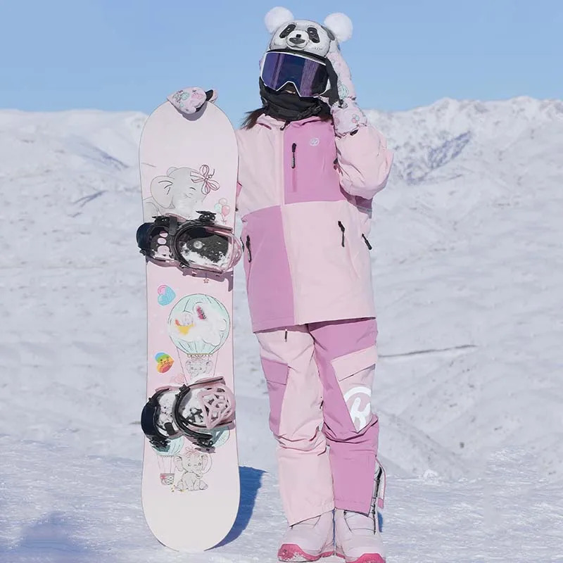 2025 New Winter Patchwork Girl Outdoor Skiing Windproof Waterproof Breathable Children Ski Set Sports Hooded Zipper Suits