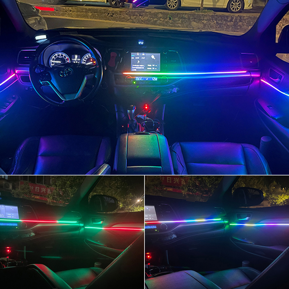 RGB Symphony Ambient Light Parts 64 Colors 35cm 75cm 110cm LED Light Strip 3 Pins/4 Pins Plug Atmosphere Lamp Car Accessories