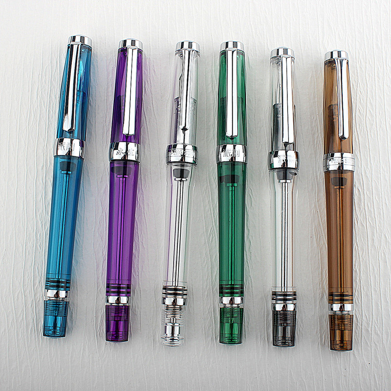 quality Yong Sheng 3013 Fountain Pen Vaccum Filling Spin Transparent EF/F new Nib Negative pressure 2025 ink color pen
