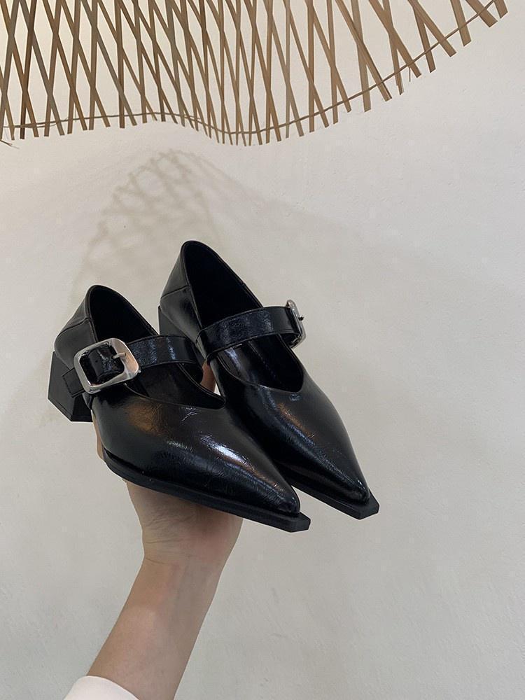 Women's Dress Shoes:Fashion Versatile Design Pointed Toe Sexy Style Chunky Heel New Trendy Mary Jane Shoes,Black/Beige/Brown,Free shipping 4acb