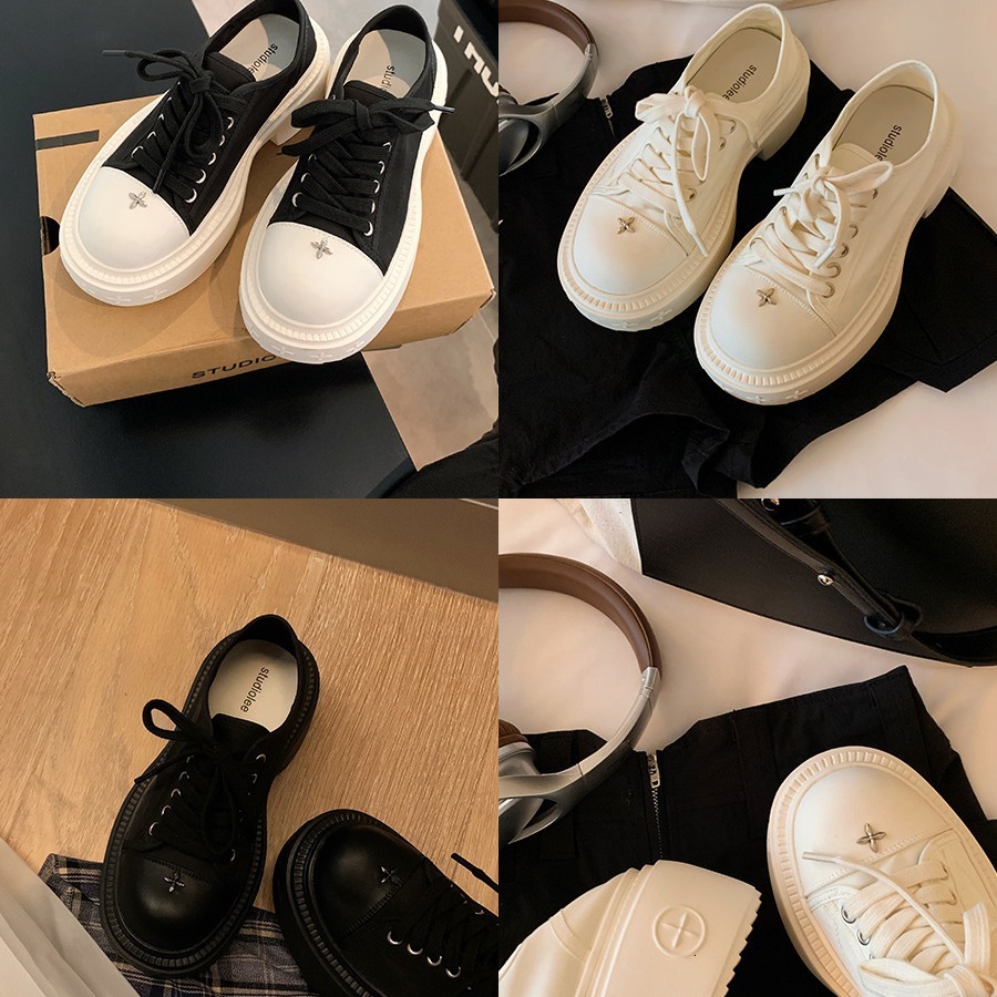 Spot Sheepskin Edition~Grape Mom Same Style 8cm Thick Bottom Height Raising Strap Round Head White Shoes Casual Canvas Shoes for Women Autumn