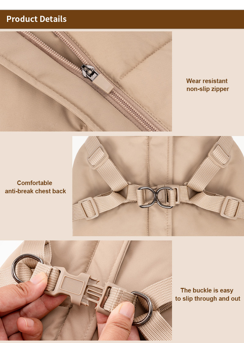 New Designer Winter Dog Jacket windproof large pet harness vest durable dog hunting coat