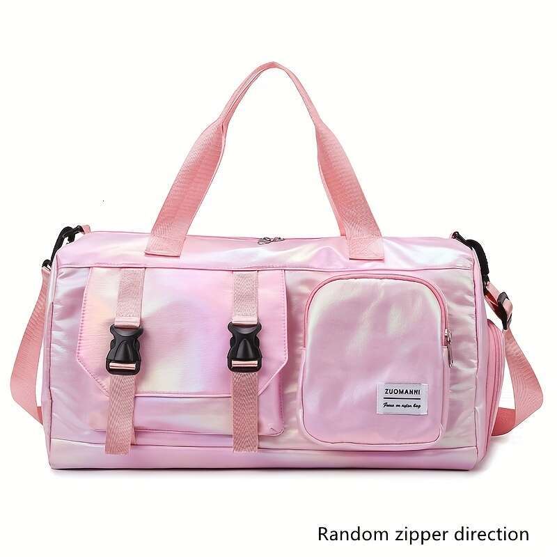 Fashion Shimmering Duffel Bag with Random Zipper Direction - Perfect for Fiess and Travel .