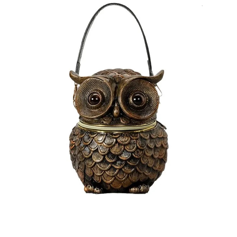 Niche Design Adult PU Relief Owl Handbag Creative Personalized Punk New Unisex Shoulder Y2k Women Men Couples Bucket Bag PU BagVoyage