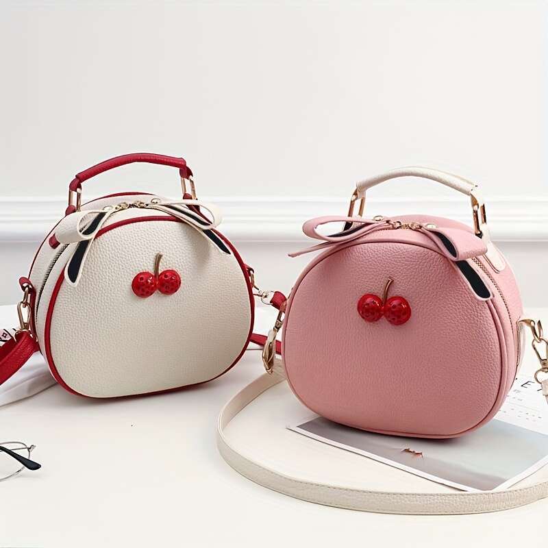 Fashion Adorable Sweet Cherry Handbag Fashionable Mini Crossbody Purse for Women - Compact & Versatile with Chic Round Design .