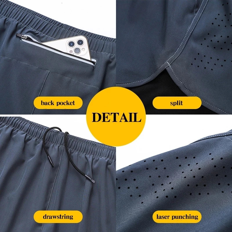 Gym Shorts Men Double-deck Workout Shorts Quick Dry Training Short Pants Fitness Sport Jogging Pants Bottoms Running Shorts Men 240327