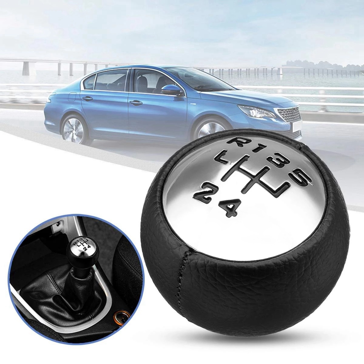 5 Speed PU Leather Gear Shift Knob Head Handball for Peugeot 307 308 3008 407 5008 807 for Citroen C3 C4 C4 Picasso C8