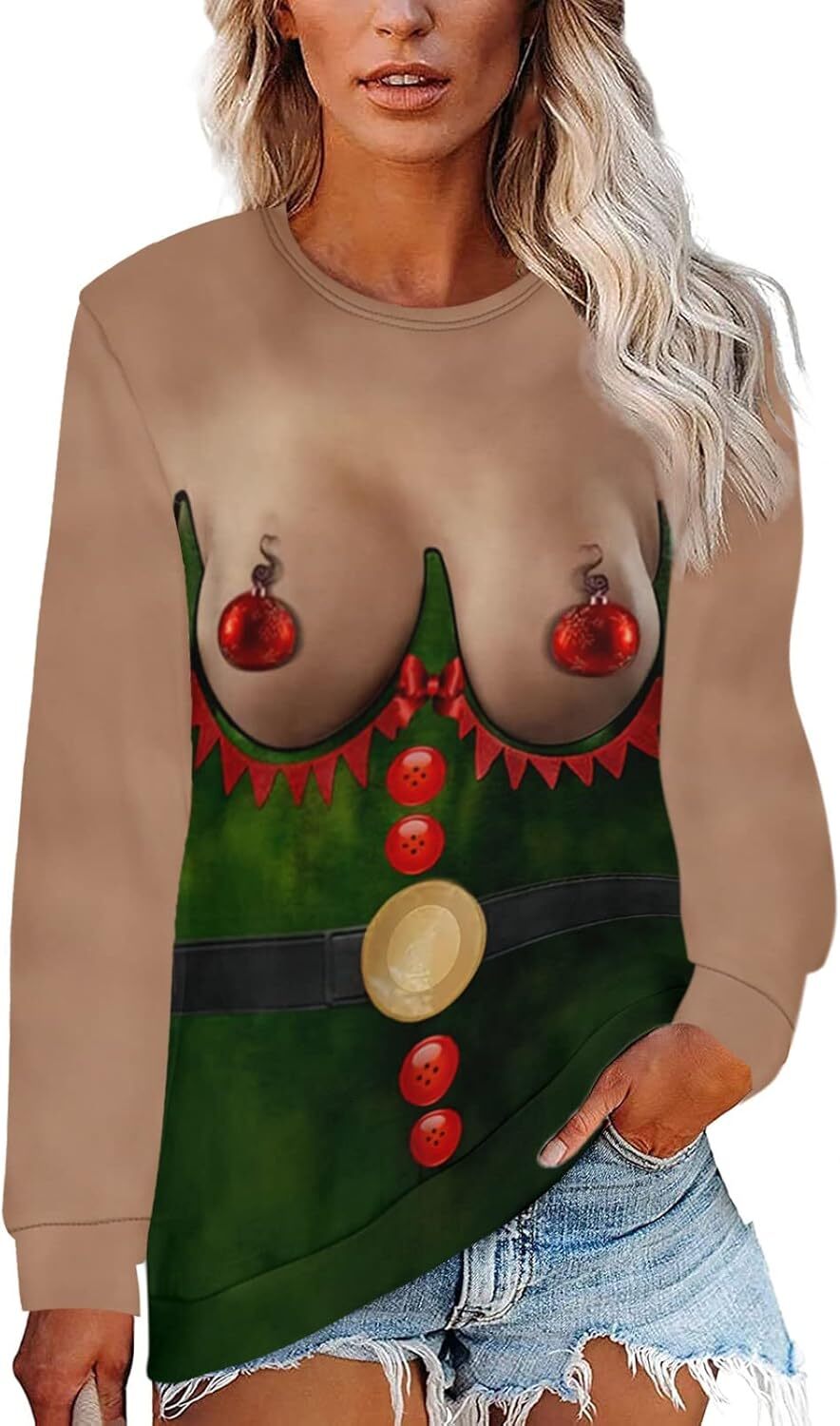 Long Sleeve Shirts for Men sweatshirt Men's Ugly Christmas Sweatshirt Holiday Pullover Funny Top Crewneck Long Sleeve 3D Printed Graphic Sweatshi