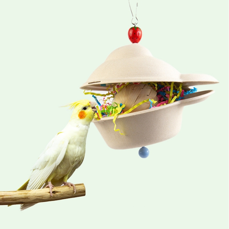 Hanging Bird Bites Chewing Toy Small Parrot Hanging Parrot Cage Toy Paper/ Rattan Pet Chew Resistances Molar Supplies G5AB