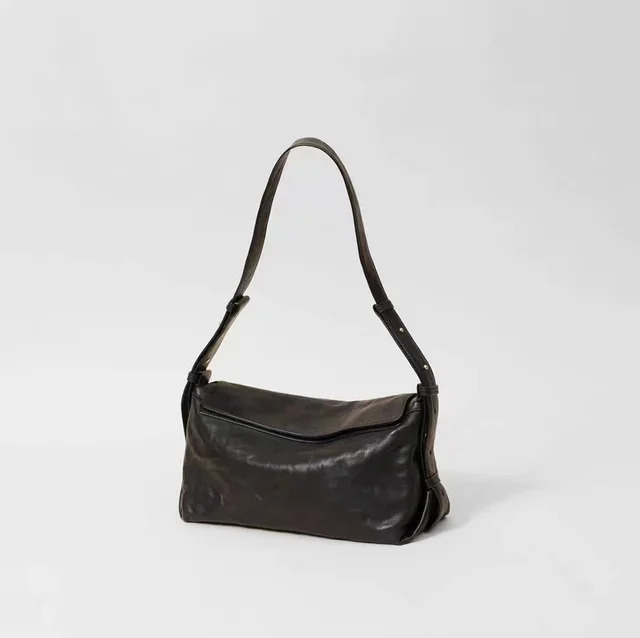 New Niche Designer Retro Small Square Shoulder Bags For Women Exquisite Versatile Armpit Bag Handbag Casual Bolsa Patent Leather Zipper Style BagVoyag