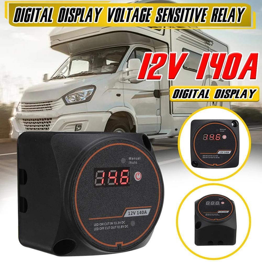 12V Battery Isolator Switch with Digital Display 140A Intelligent Isolator Switch Voltage Sensitive Relay for Auto for RVs