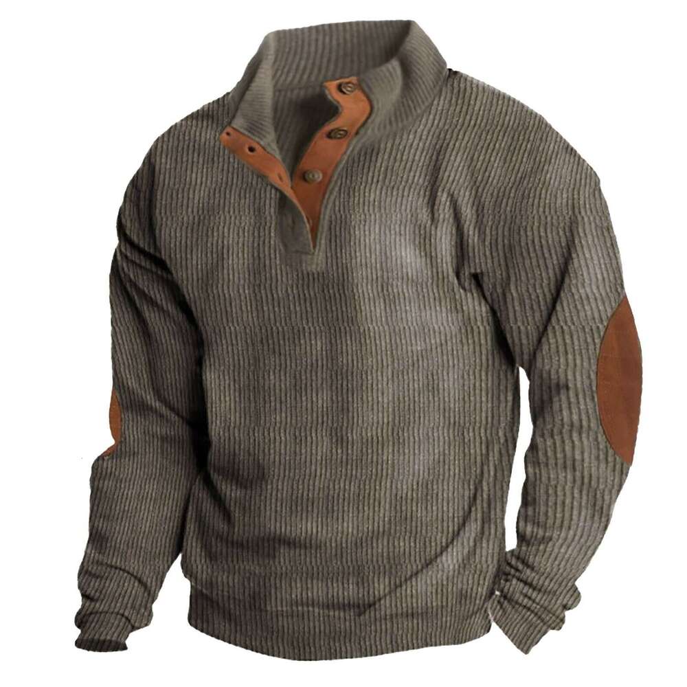 Fall 2023 3D Popular Digital Print Standing Collar Men's Casual Sweaters Outdoor