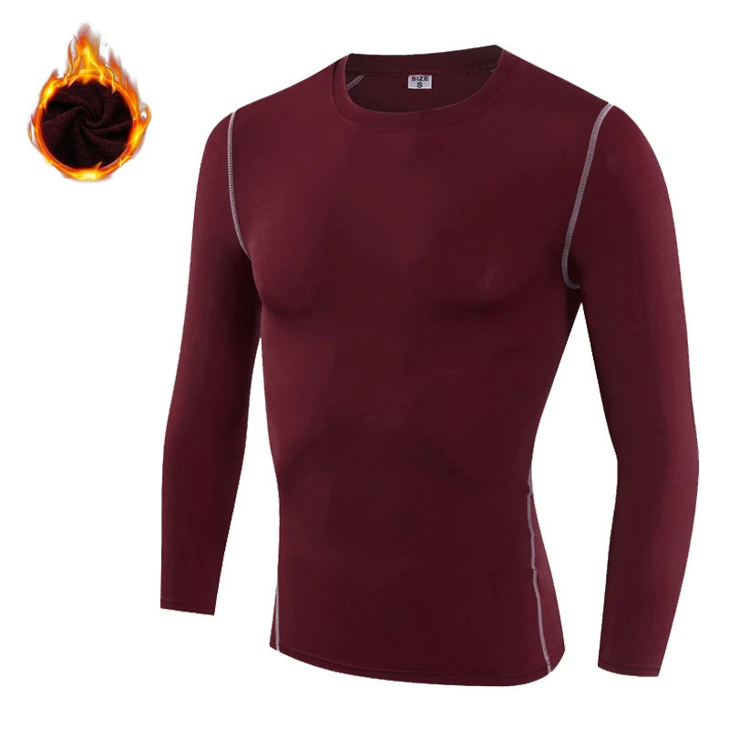 Men Thermal Underwear Add Woollen Compression Tight TShirts Long Sleeve Warm Tops Running Fitness Gym Sportswear 241111