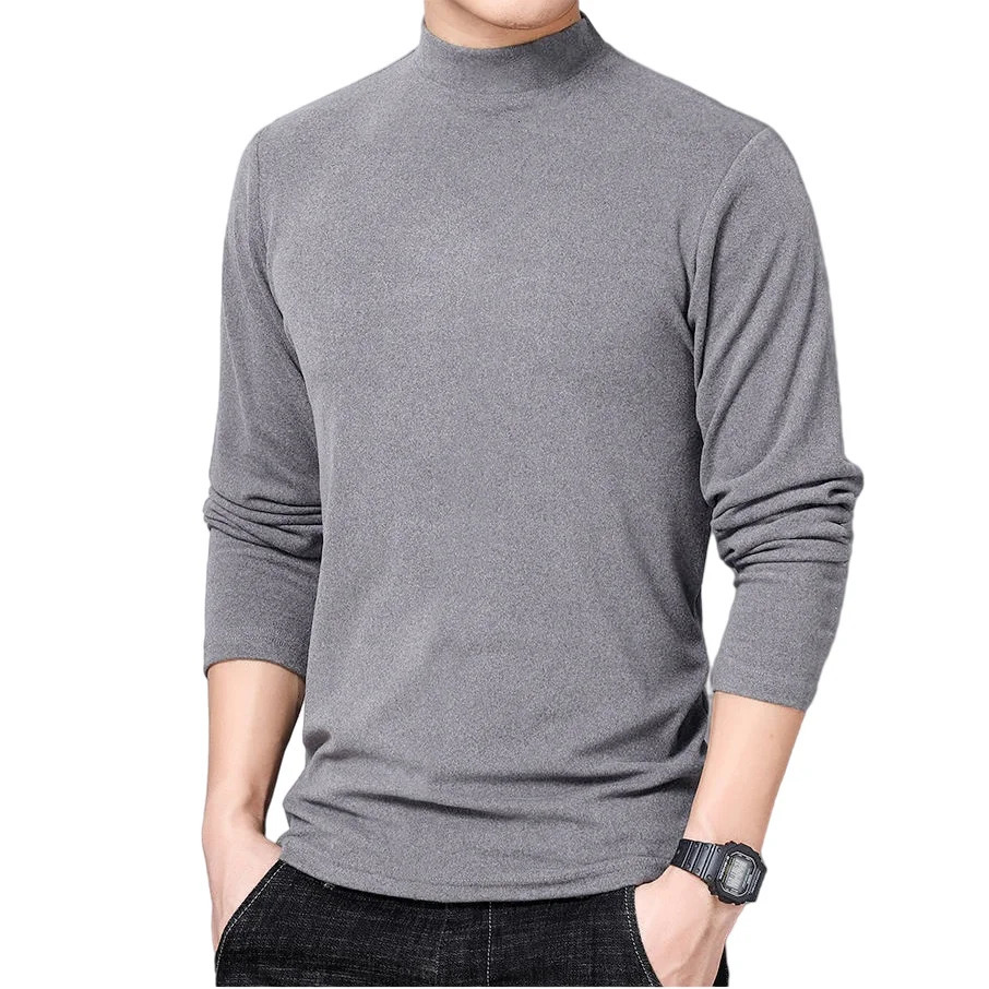 Winter T Shirt For Men Long Sleeve Tshirts Turtleneck Thermal Underwear High Quality Soft Thin fleece keep warm Homme 4xl 241111