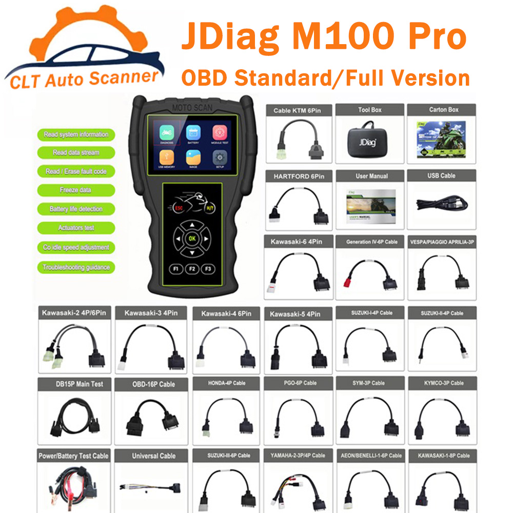 JDiag M100 Pro Motorcycle Diagnostic Tool OBD2 Scanner Fault Diagnostic Tool For KT-M/Hond-a/Yamah-a/Kawasa-ki jdiag m100