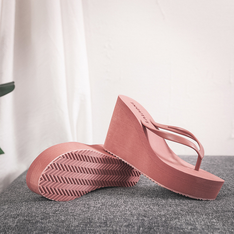 Women Summer Shoes Woman 2022 Wedge Rubber Flip Flops Heeled Mules Candy Colors Platform Female Beach Slippers Zapatos De Mujer