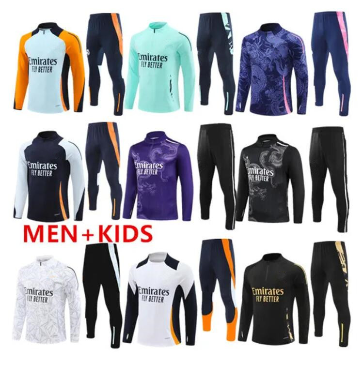 2024 2025 mbappe football tracksuit 24 25 pulled Long BELLINGHAM VINI JR Sleeves training suit jogging kits Men kids chandal futbol survetement AA