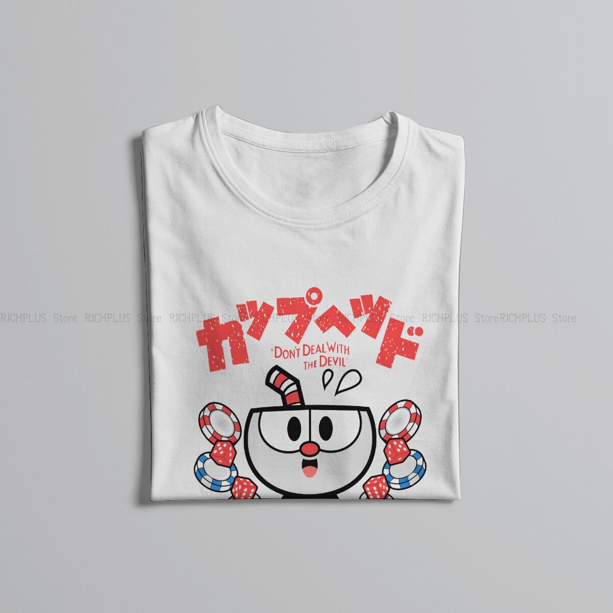 Chibi Men TShirt Cuphead Mugman Game Crewneck Tops T Shirt Humor Gift Idea