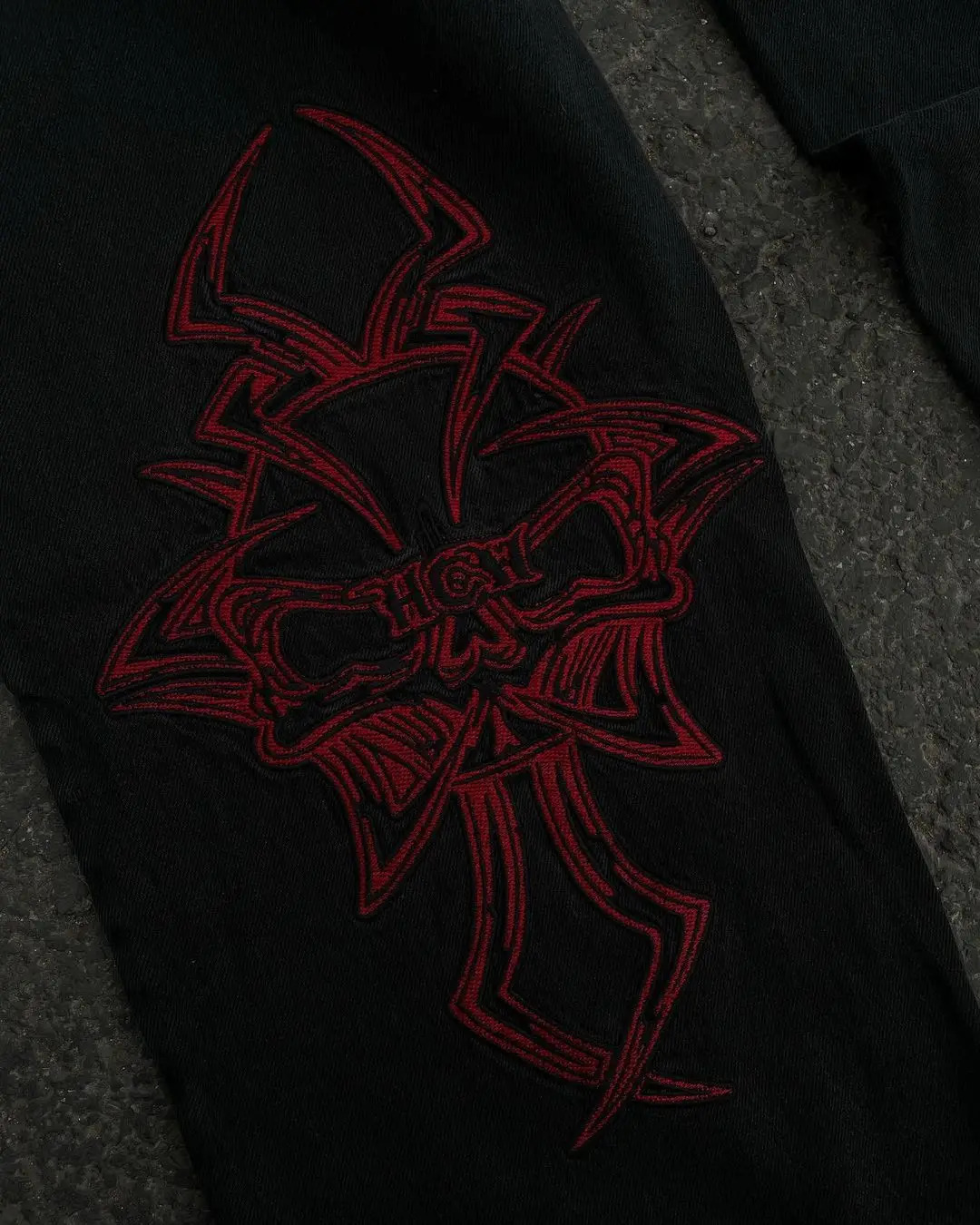 Y2K Mens Hip Hop Retro Skull Embroidery Bag Denim Pants Straight Casual Loose Wide Leg Trouser Streetwear 241108