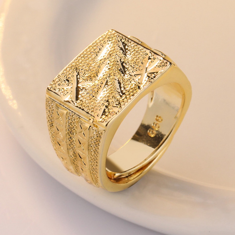 Gold Color Men Finger Ring Male Jewelry Luxury Resizeable Male Rings Frosted Open Adjustable Size Rings