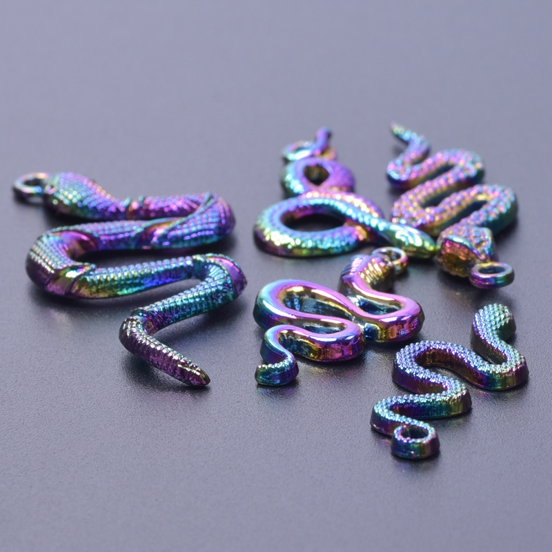 Punk Snake Charm Pendants For Jewelry Making Supplies DIY Necklace Earrings Keychain Accessories Mixed Rainbow Animal Serpiente
