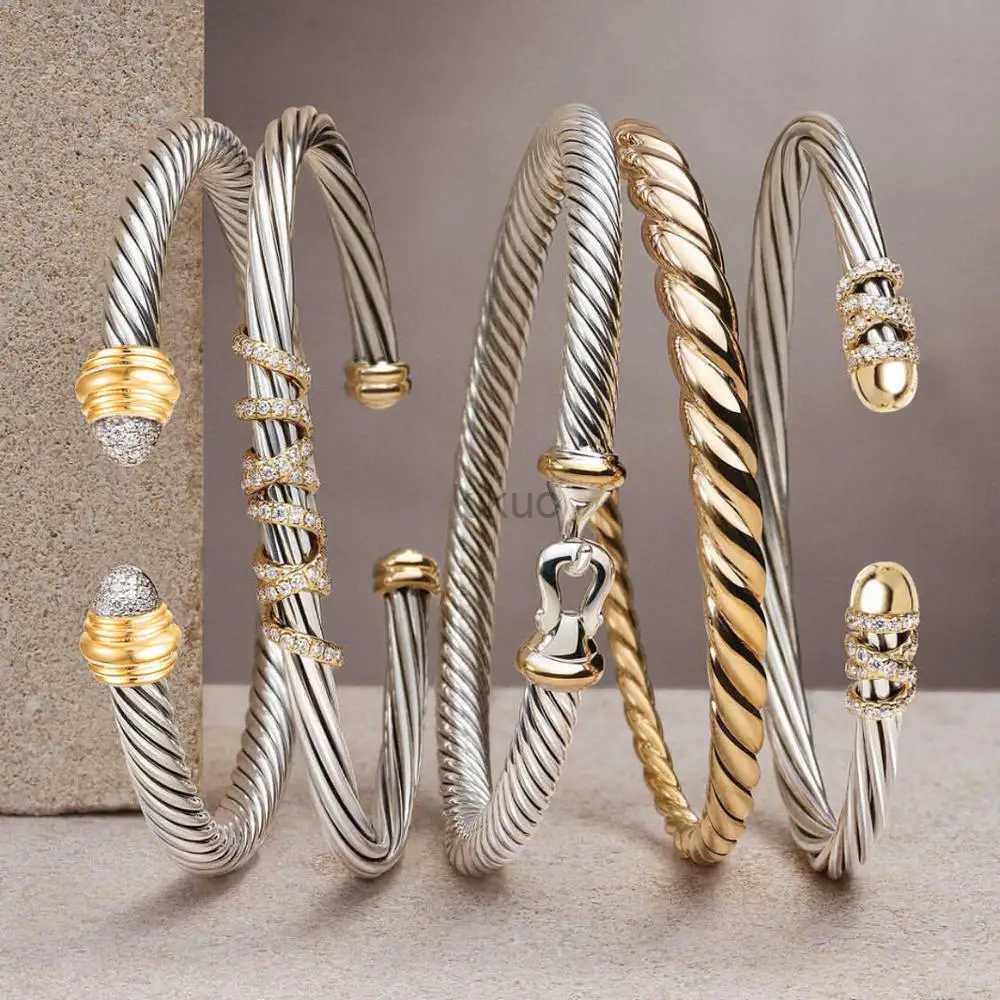 Bangle Jewelry 2024 Trendy Luxury Stackable Bangle Cuff For Women Wedding 316L Stainless Steel Bracelets Unique Chain Link Braided 24411