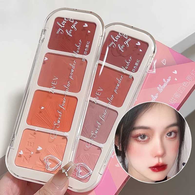 4 Color Blusher Powder Palet Face Rubores Blush Purple Contouring Highlighter Shading Palette Natural Illuminators Korean MakeupXJ241111