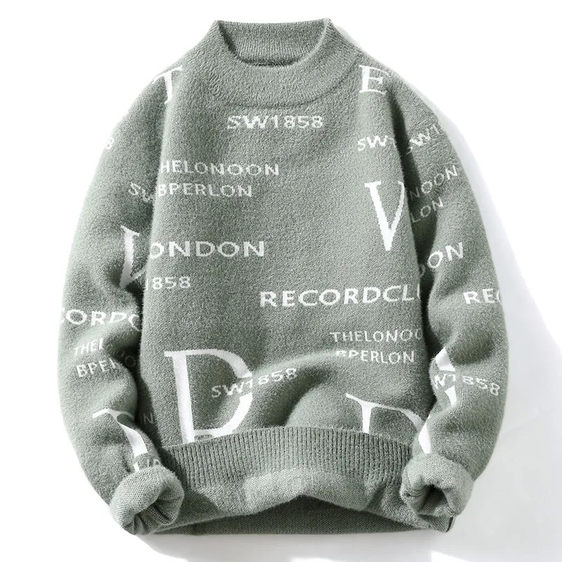 AutumnWinter Fashion Trend Printed Pullover Mens Casual Comfort Thick Warm High Quality Large Size Sweater M3XL 241111