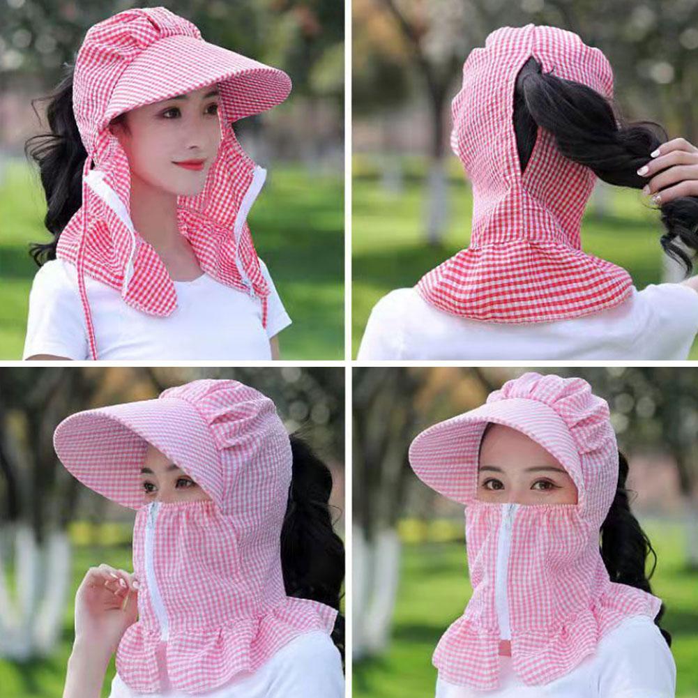 Female Cover Face Breathable Sun Big Cycling All-match with Summer Anti-ultraviolet Sunhat Hat Rim H5A9
