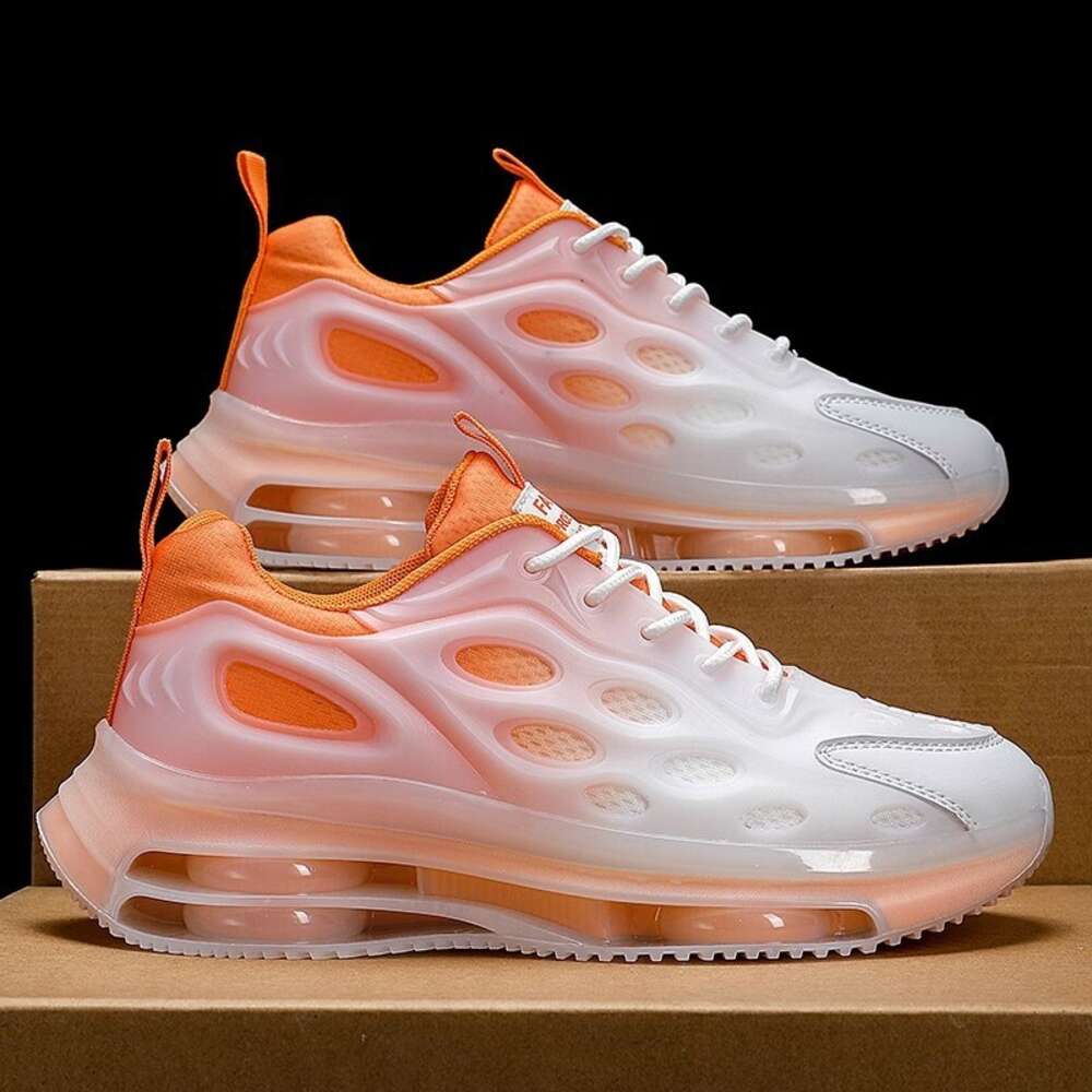 Men's Spring And Autumn Korean Version Mesh Breathable Sports Youth Gradient Air Cushion Shock Absorption Running Dad Shoes