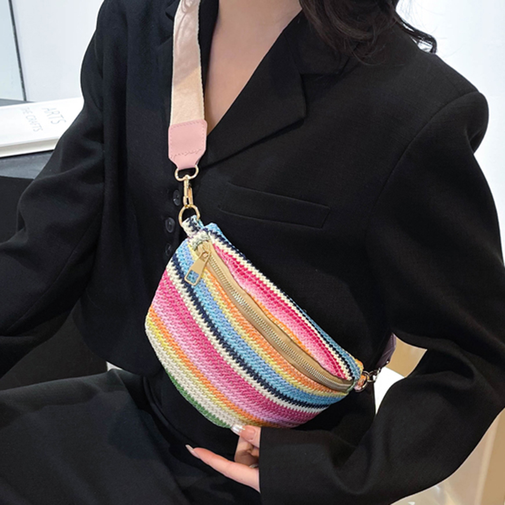 Women's Chest Bag Rainbow Striped Waist Bag Shoulder Crossbody Chest Bags Designer Handbags Female Belt Bag Phone Bags Wallets